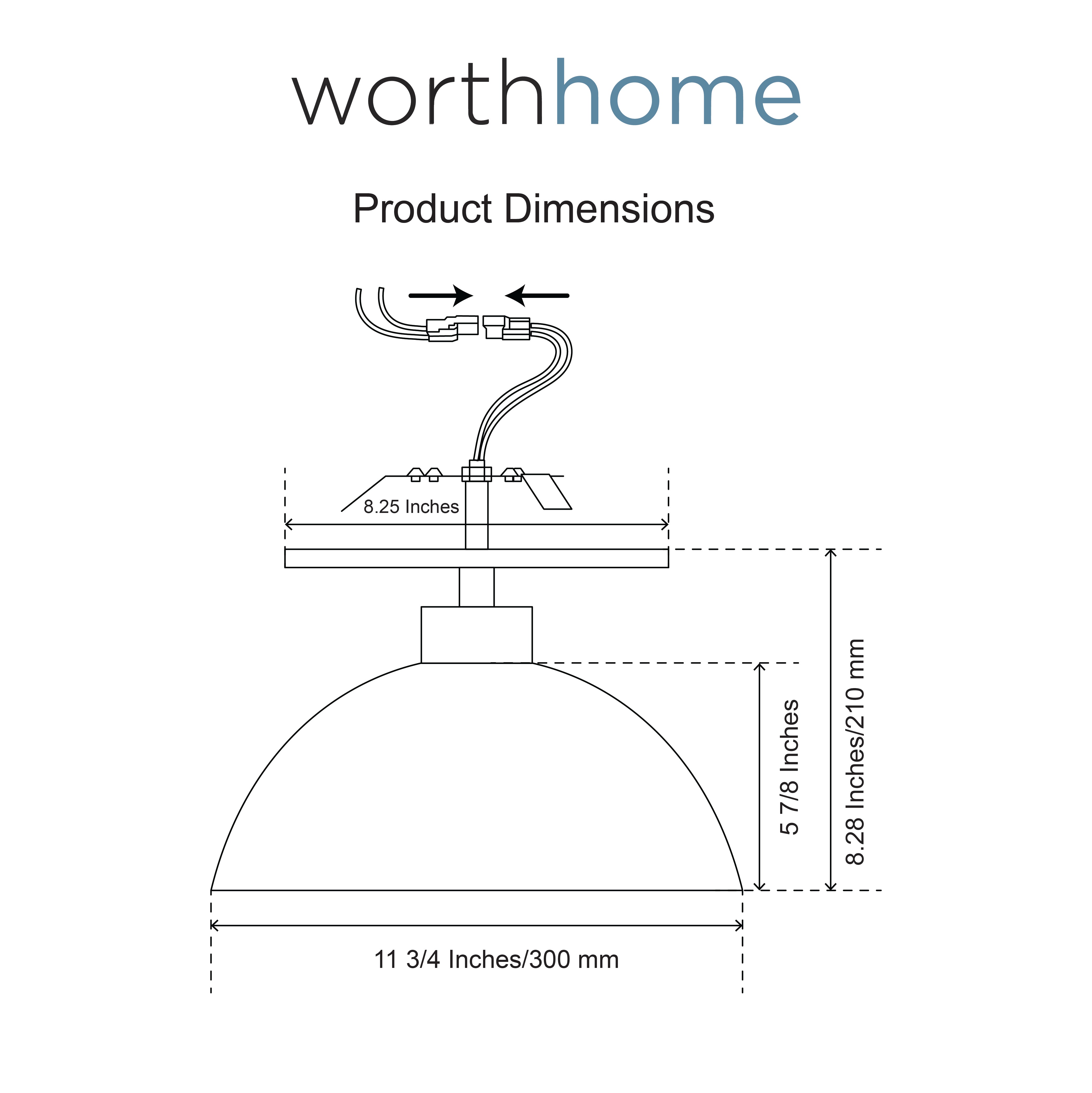 Matte Black & Gold Metal Dome Instant Flush Mount Conversion Kit