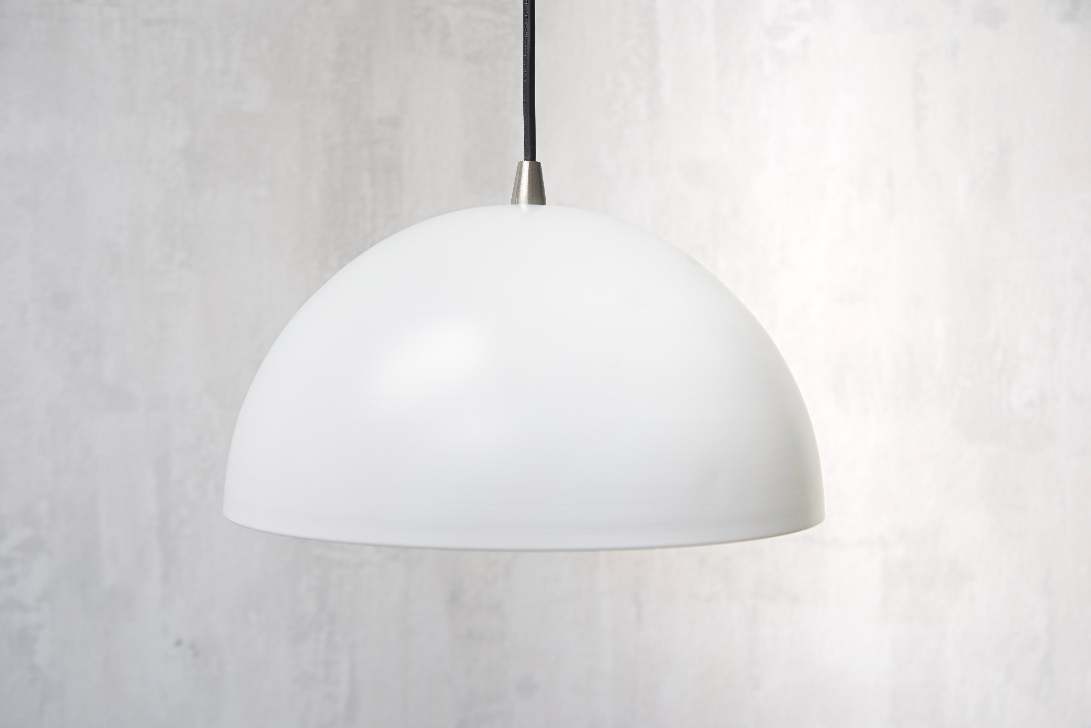 Large Matte White & Brushed Nickel Dome Instant Pendant Light Conversion Kit