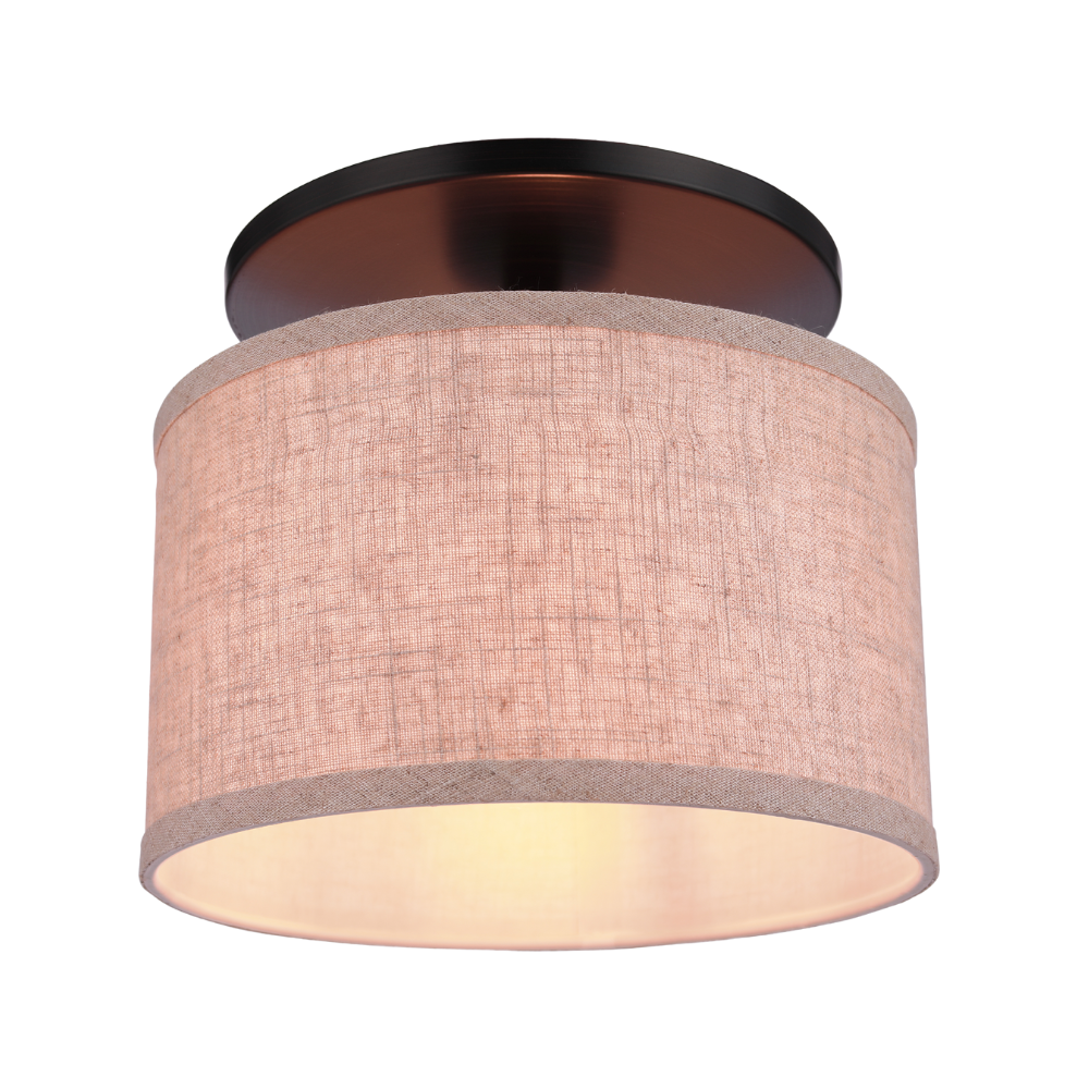 Worth Home Linen and Brushed Bronze Semi-Flush Mount