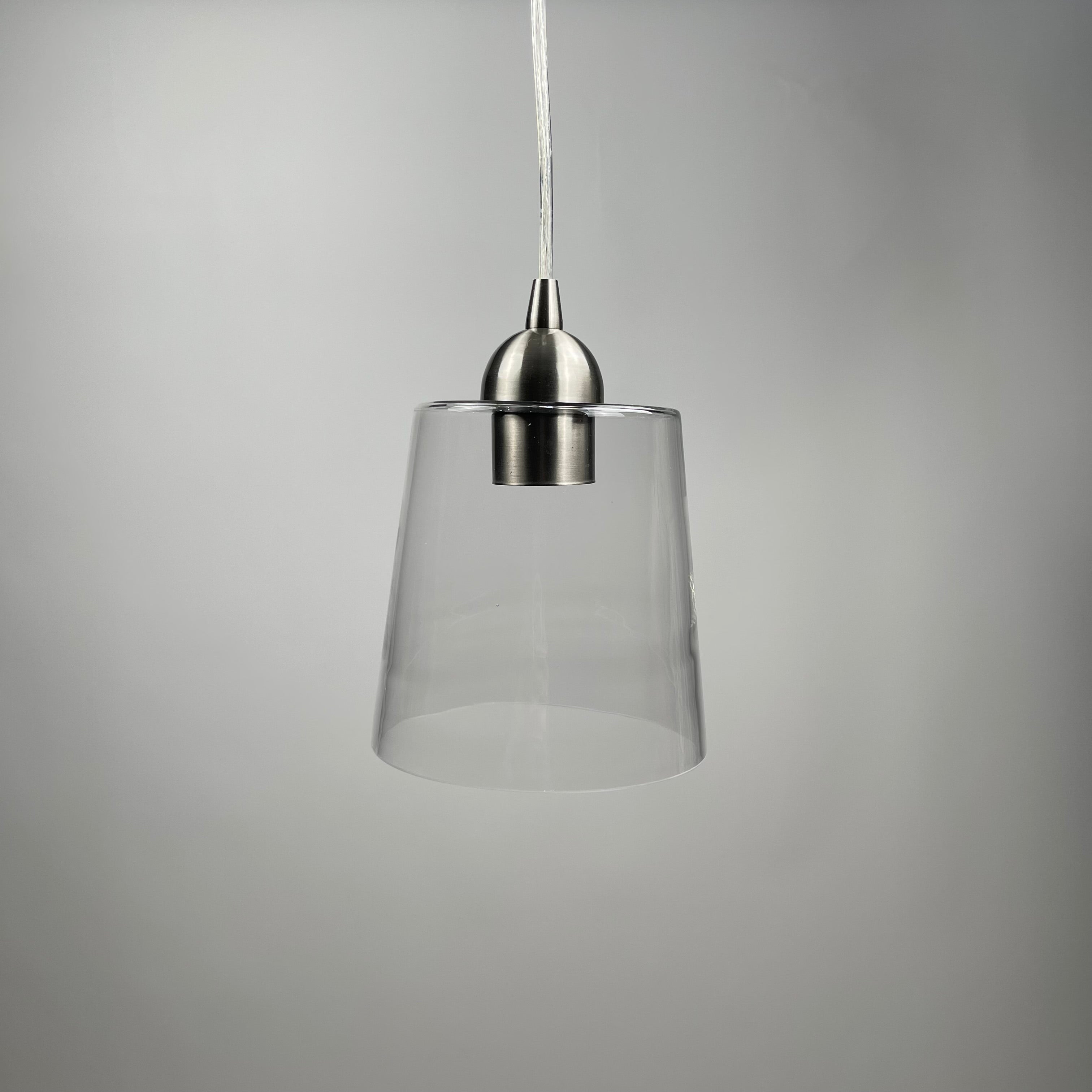 NEW Brushed Nickel Clear Glass Shade Instant Pendant Conversion Kit