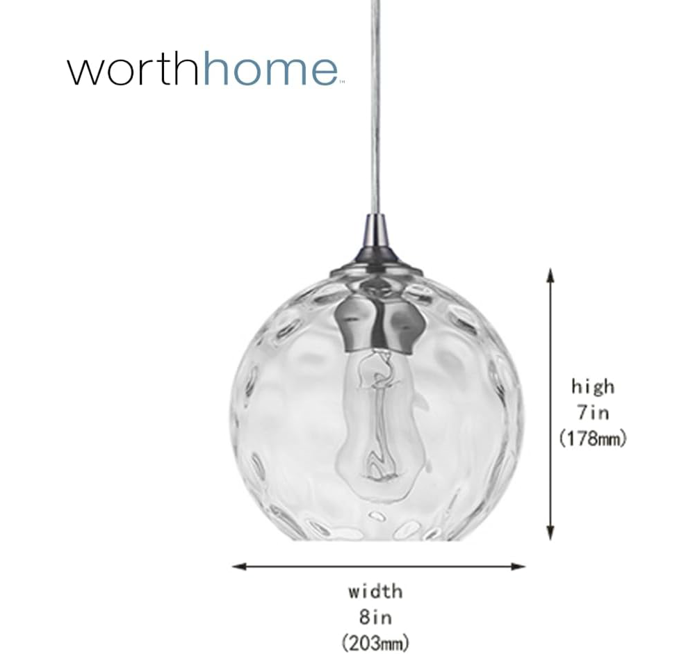 Brushed Nickel Clear Water Globe Instant Pendant Recessed Can Conversion Kit