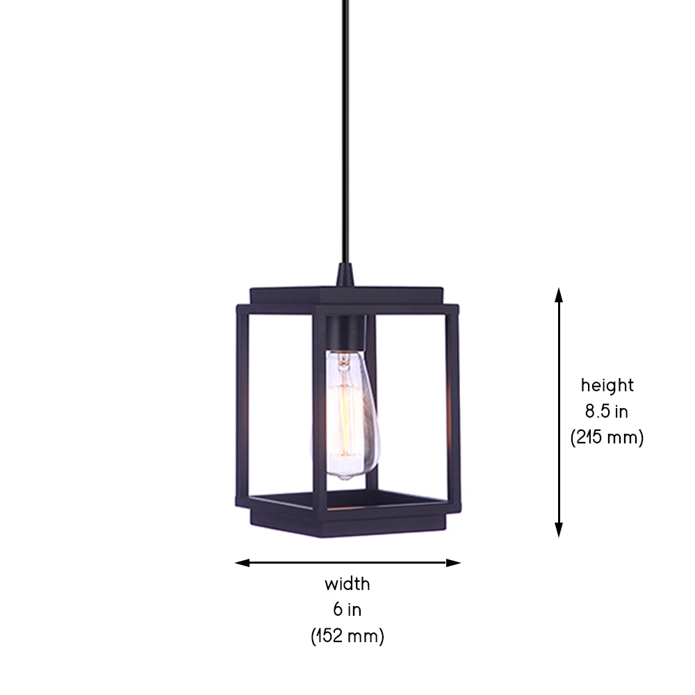 Worth Home Products - Brushed Bronze Minimalist Farmhouse Cage Instant Pendant Light - Can light to pendant light Conversion kit for kitchen island, breakfast nook, dinig room, living room and home office. - PBN-2377-90BB Dimensions