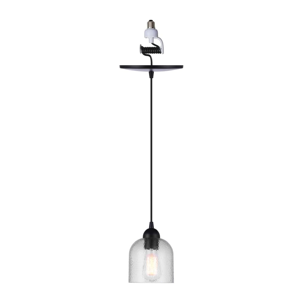 Matte Black Hammered Glass Instant Pendant Recessed Can Conversion Kit