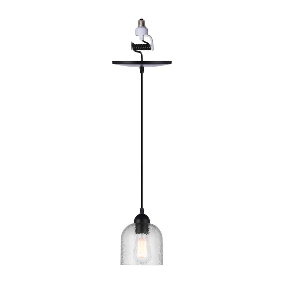 Matte Black Hammered Glass Instant Pendant Recessed Can Conversion Kit