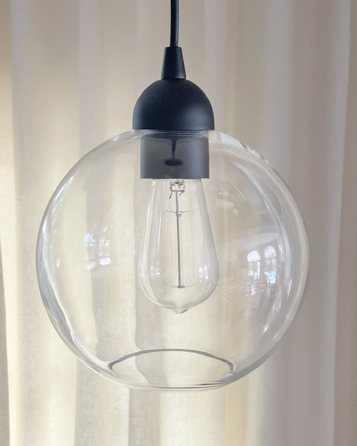 Matte Black Clear Glass Globe Instant Pendant Recessed Can Conversion Kit