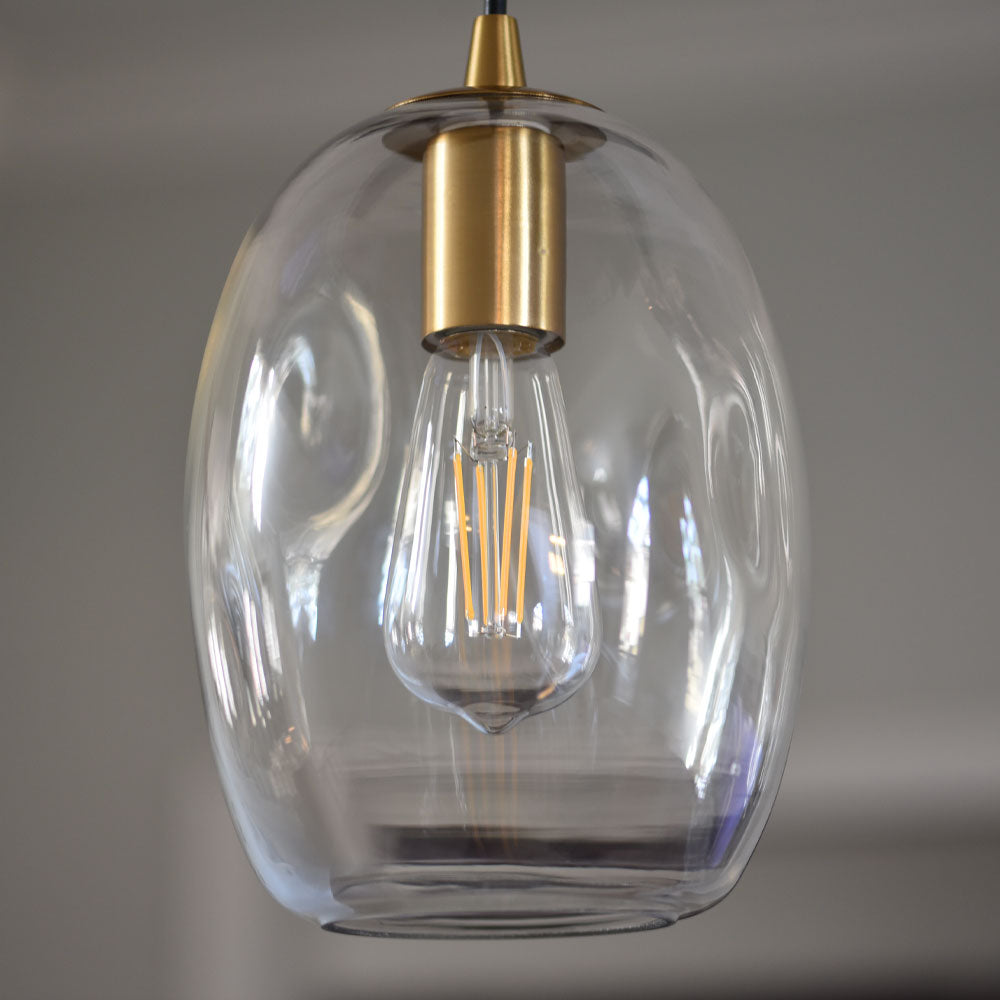 Artisan Dimpled Clear Glass with Satin Brass Instant Pendant Conversion Kit