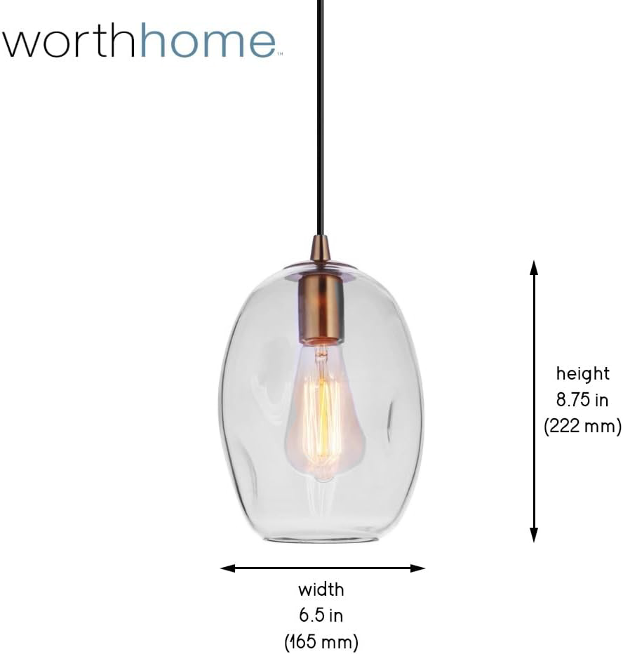 Artisan Dimpled Clear Glass with Satin Brass Instant Pendant Conversion Kit