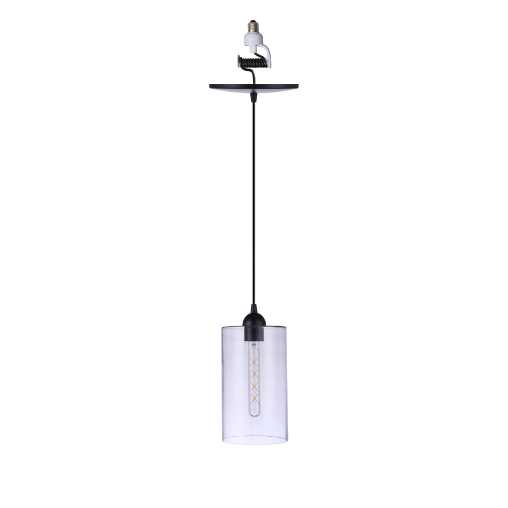 PBN-4500-6200 - Worth Home Products Instant Pendant Light - Matte Black Clear Cylinder Instant Pendant Conversion Kit