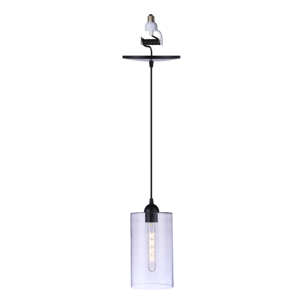 PBN-4500-6200 - Worth Home Products Instant Pendant Light - Matte Black Clear Cylinder Instant Pendant Conversion Kit